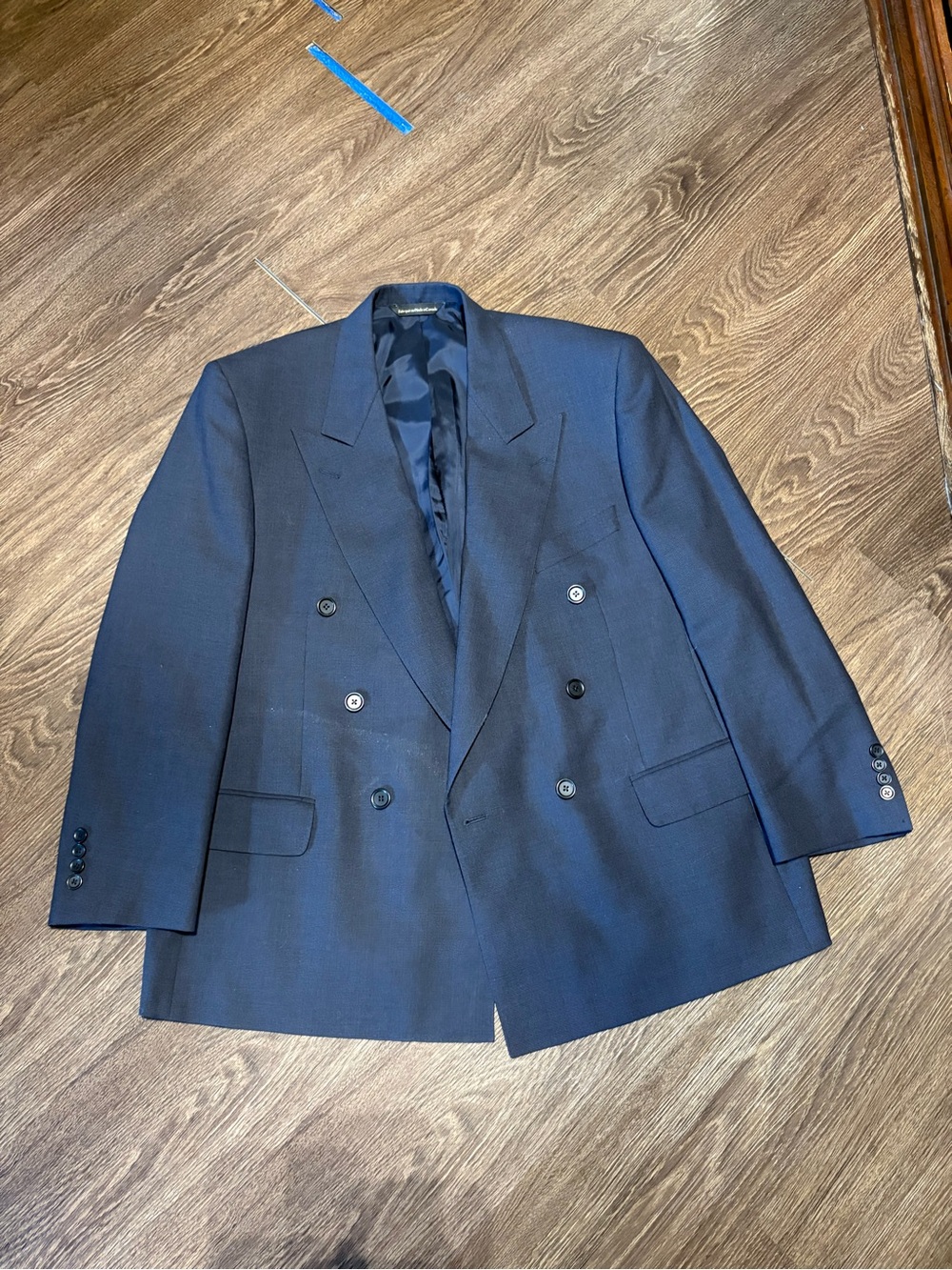 Samuelsohn Double-Breasted Dark Navy Blazer